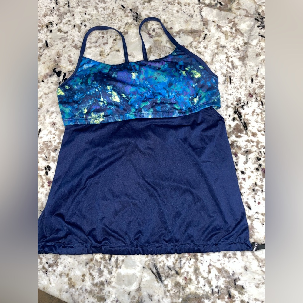 Nike Blue and Green Patterned Tankini